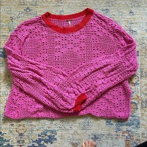 Free People Crochet Cropped Sweater